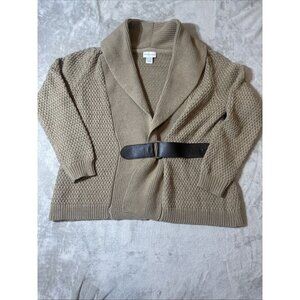 Women’s Soft Surroundings Knitted Cardigan Sweater Belted Brown Plus 1X